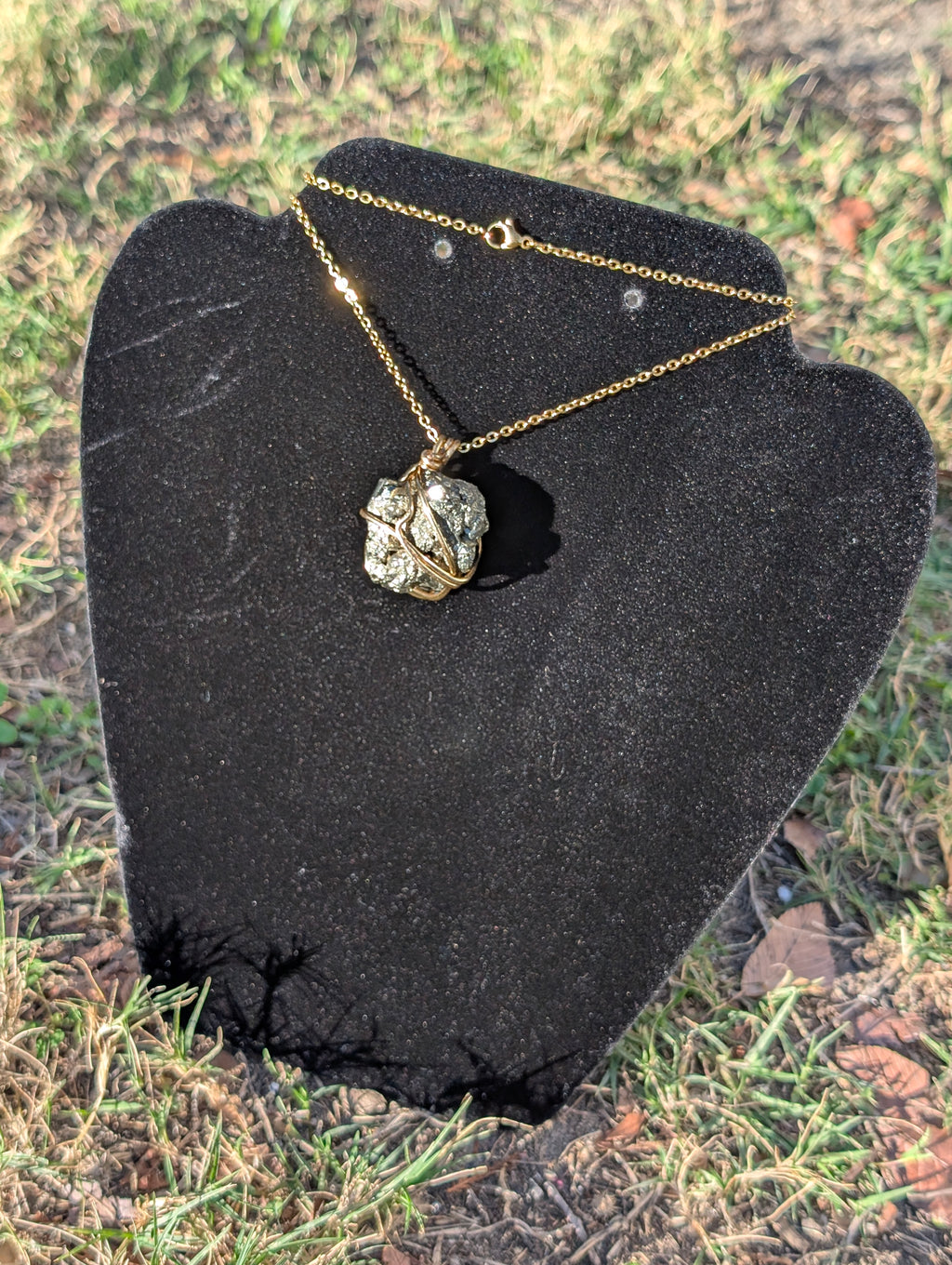 Wrapped Pyrite Necklace
