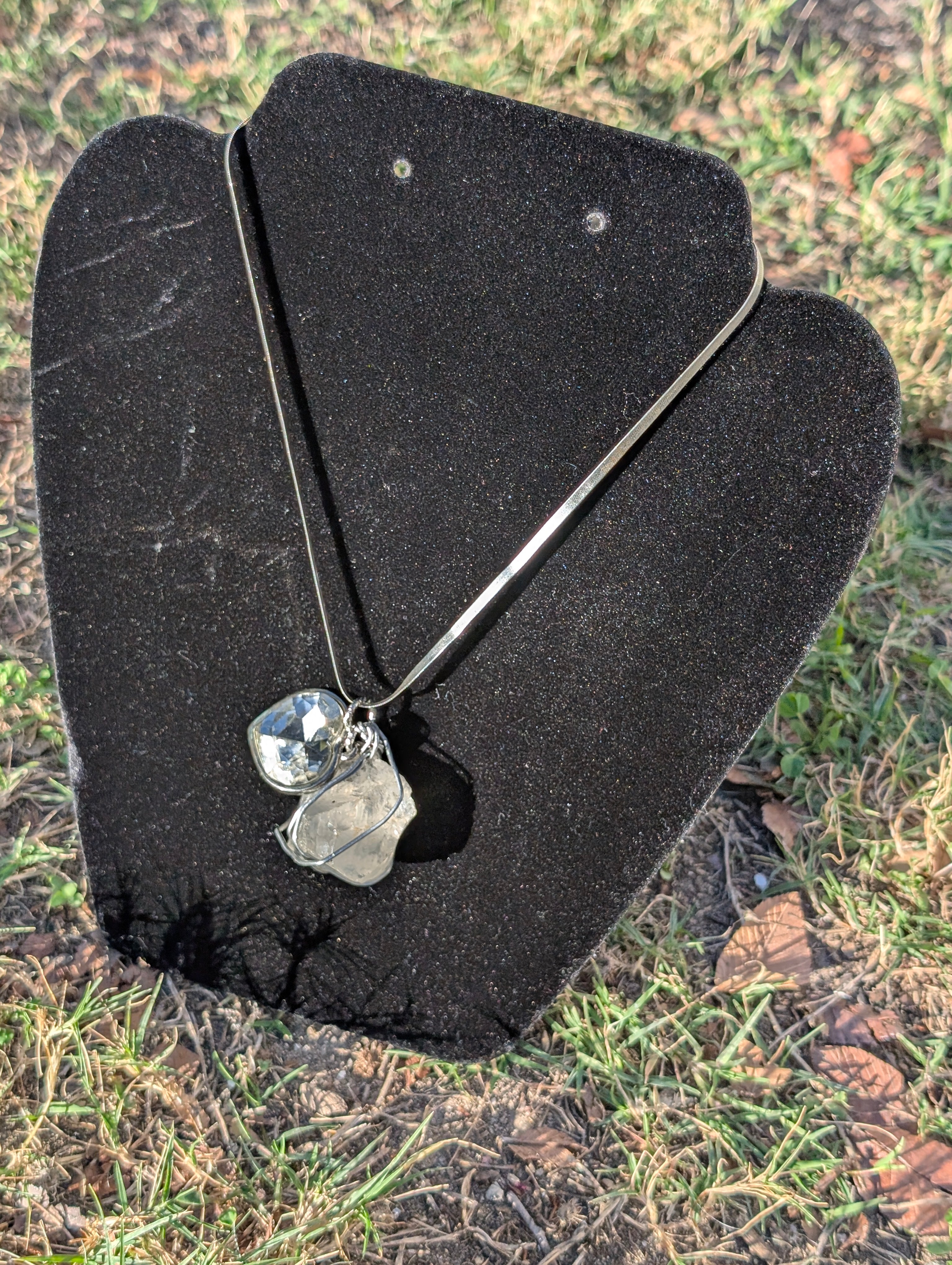 Clear Quartz w Heart Necklace