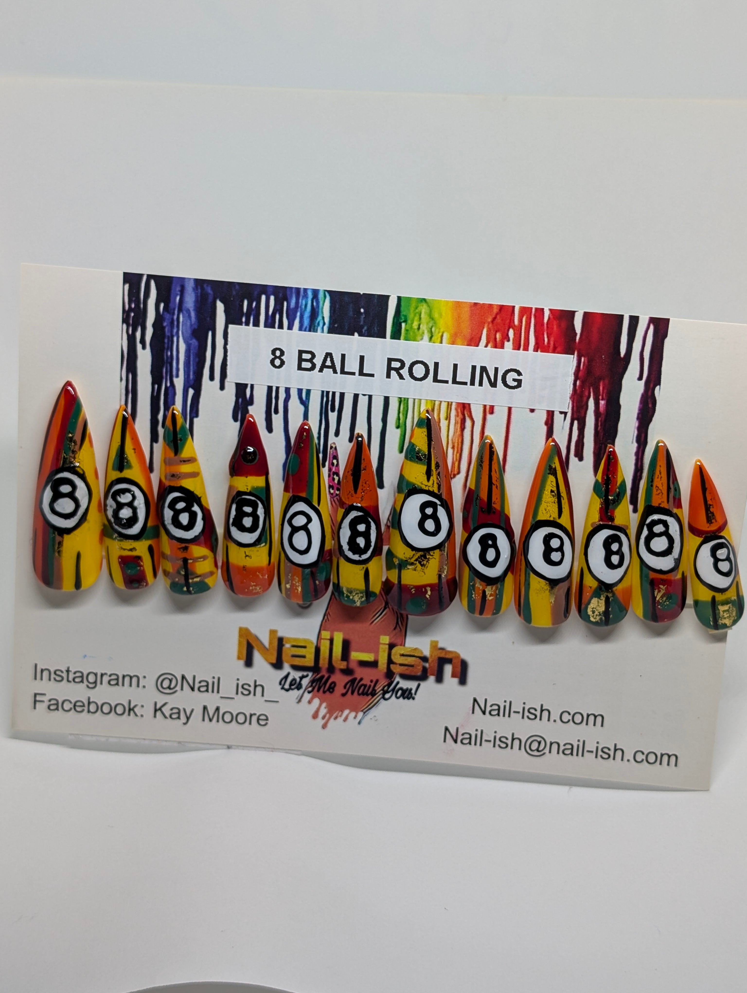 8 Ball Rolling Press on Nails