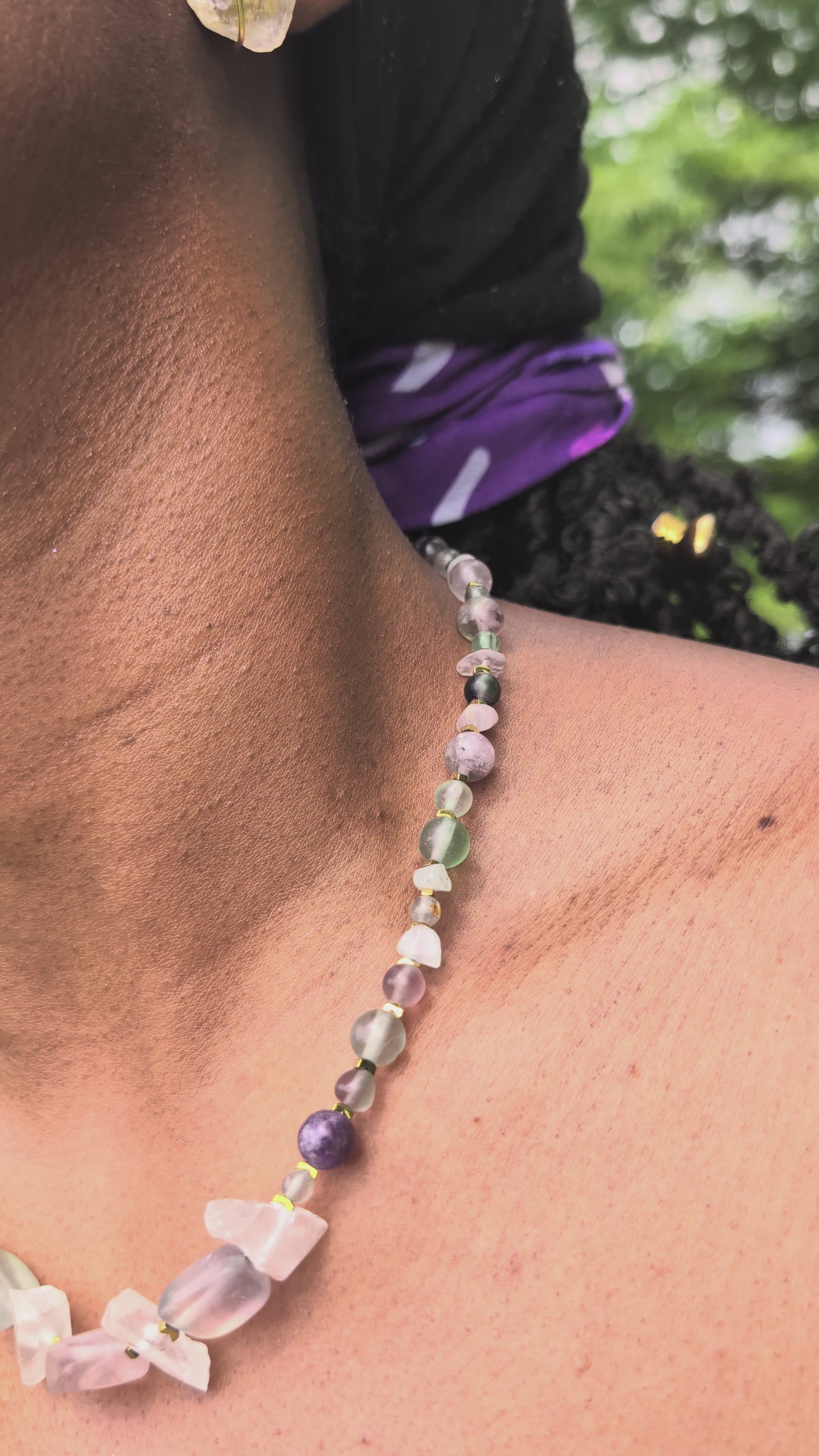 Fluorite and Clear Quartz Necklace