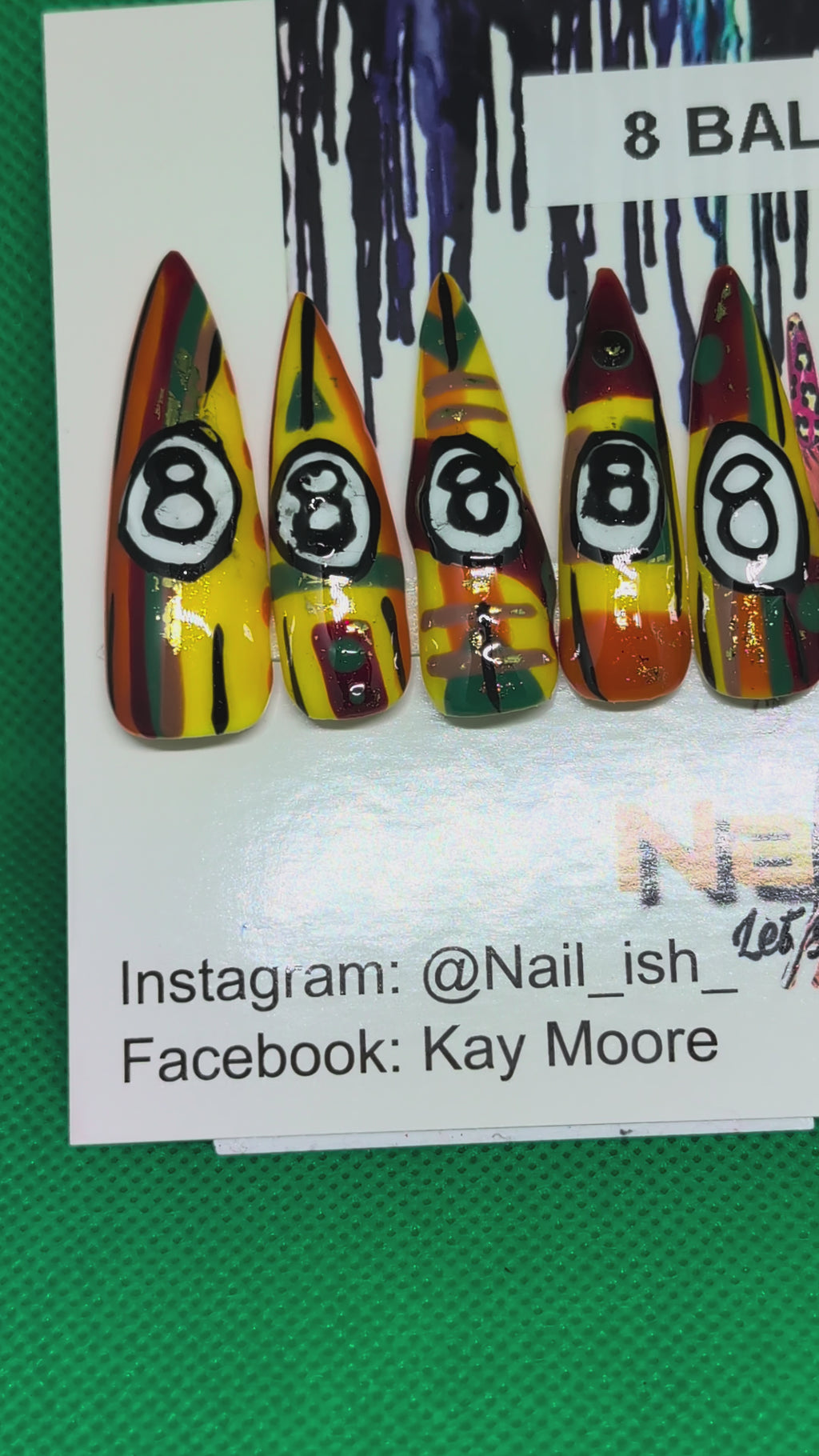 8 Ball Rolling Press on Nails