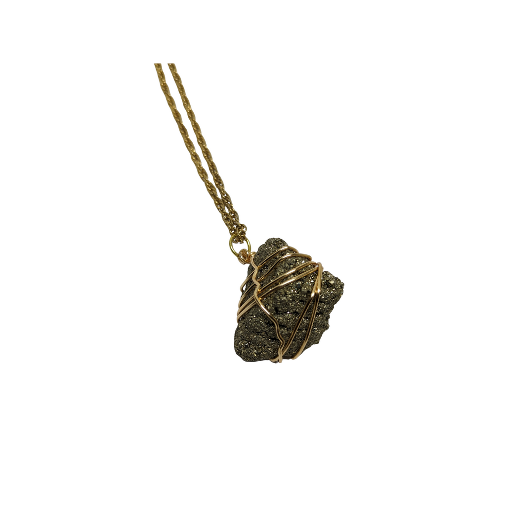 Wrapped Pyrite Necklace