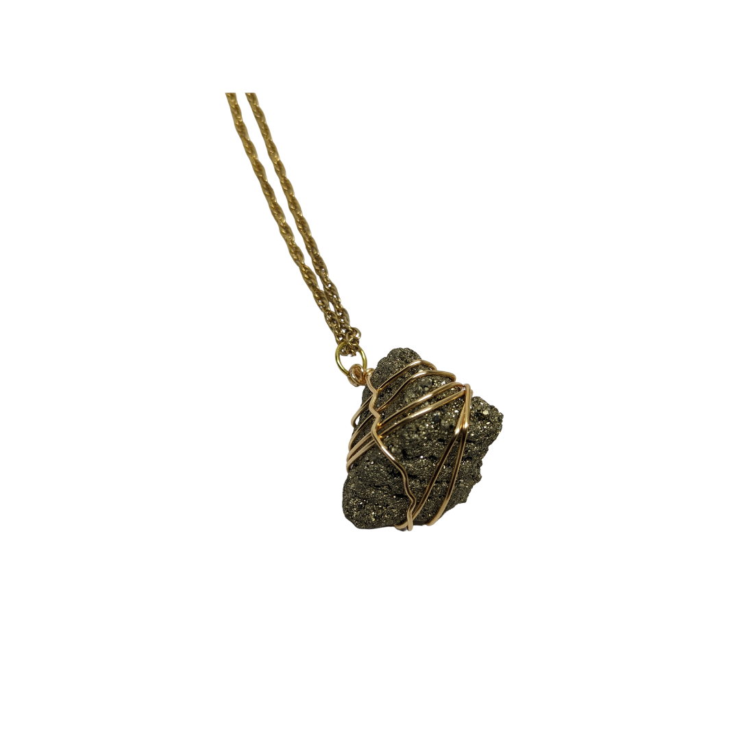 Wrapped Pyrite Necklace